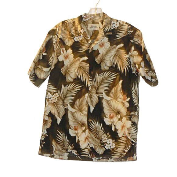Royal Creations Other - Royal Creations Men's Hawaiian Shirt XXL Hibiscus & Palms Size Med
